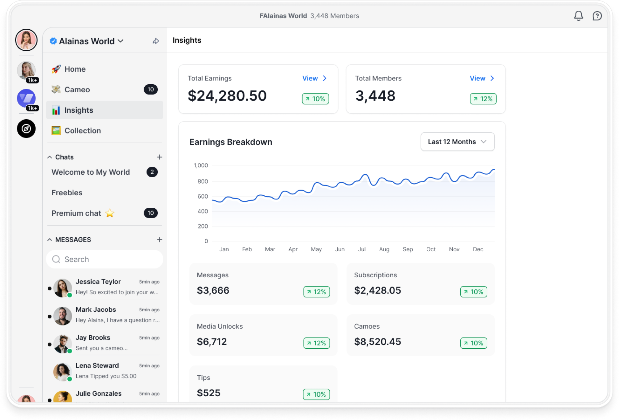 Blonde creator dashboard